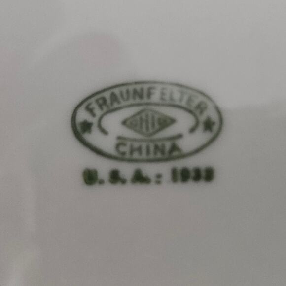 Fraunfelter China 6.25" Plate 1938 Green Band Restaurant Ware USA - Picture 4 of 4